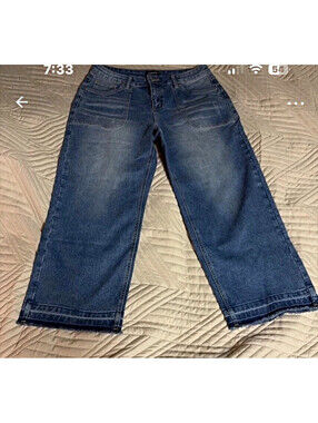 Flamingals Women's Blue Denim Wide-Leg Jeans SIZE L  Mid Rise Pockets Size L 29"